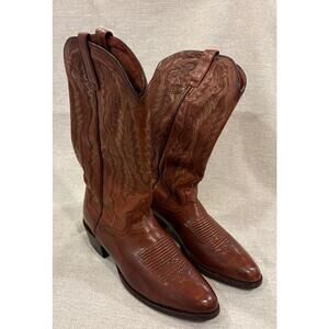 Dan Post Handcrafted Leather Western Cowboy Boots 8D Cognac Brown Style 0302